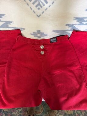 Roughrider High-Rise Women's Jeans in Red with Decorative Conchos